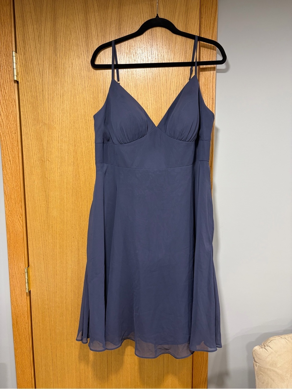 Azazie Emmy Knee Length Dress in Dark Blue (Stormy) - Size 16